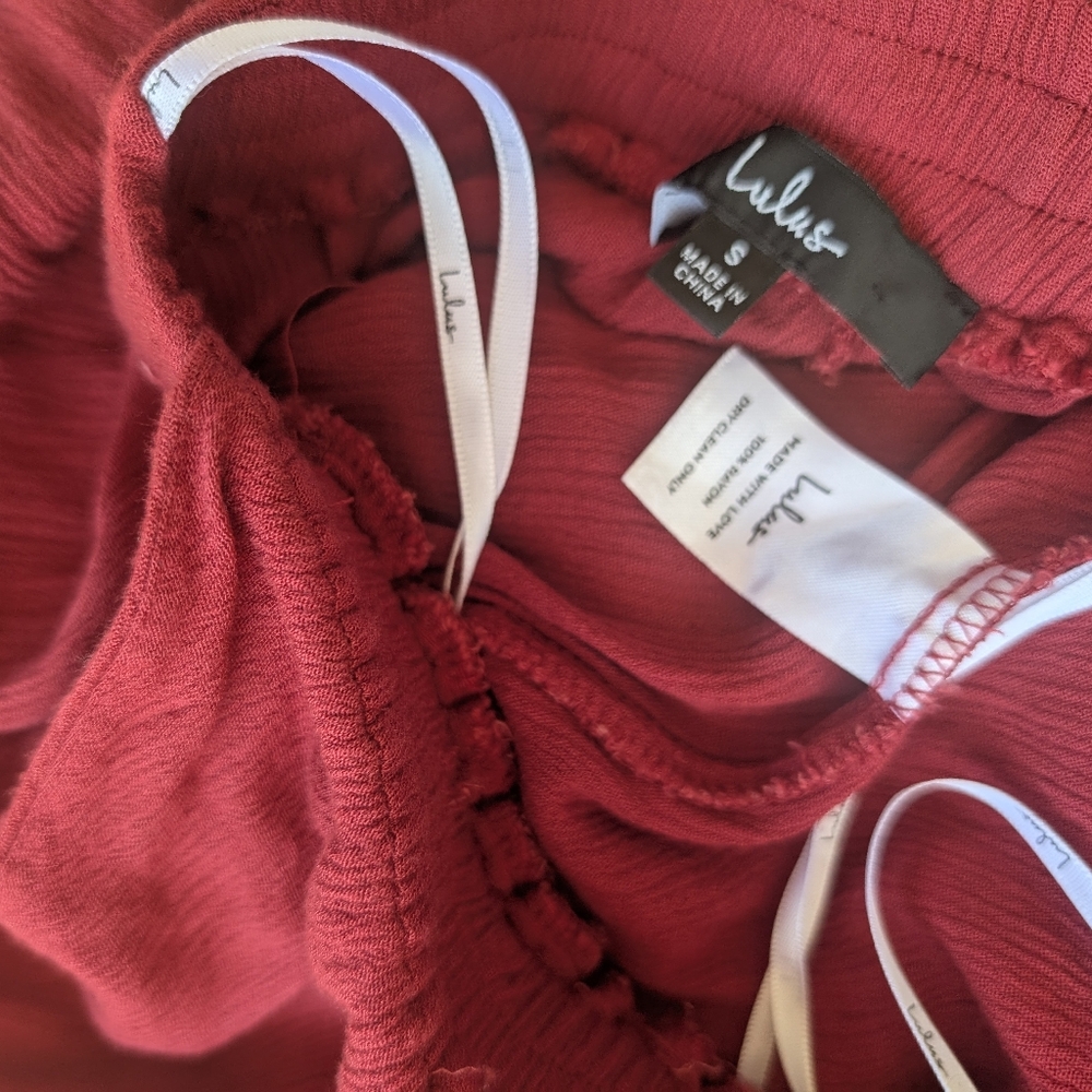 LULU'S Lolinda Halter Berry Red Jumpsuit Size Small - Picture 11 of 14